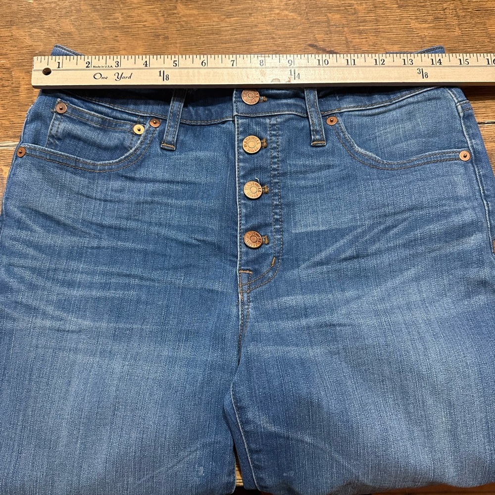 Madewell Cali Demi boot sz‎ 28 Blue Distressed Flare Jeans JB1 - Picture 3 of 8